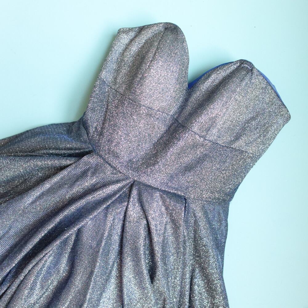 Sherri Hill Blue Shimmer Strapless Ball Gown Size 4 Full Skirt 52959 Princess - Picture 3 of 13